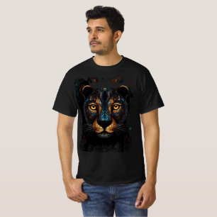 Mosaikschwarzer Panther mit Buntglaseffekt T-Shirt