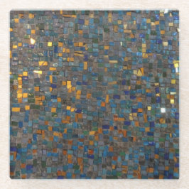 Mosaiksteine in Blau und Gold Glasuntersetzer