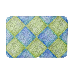 Mosaikwaagen an der Tafel in grün und blau Badematte