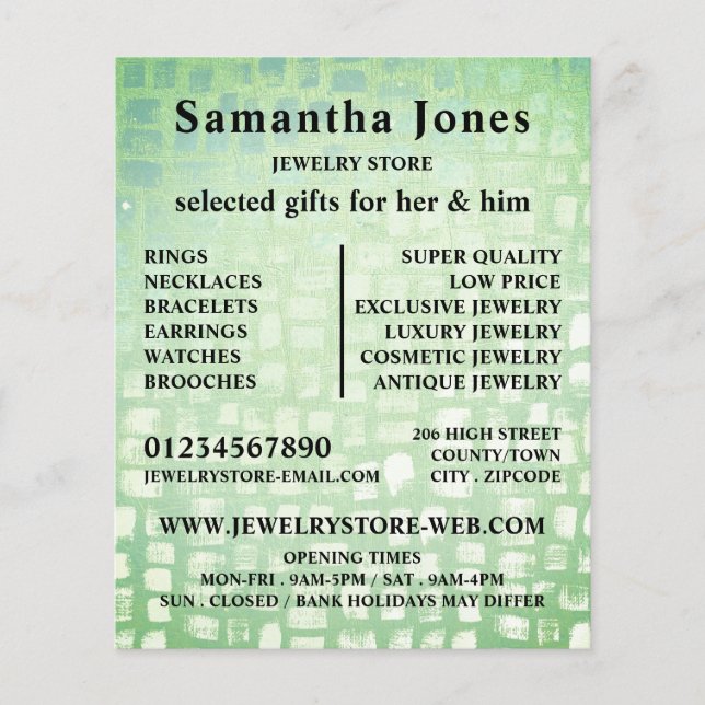 Mosaikwirkung, Juwelierladen Flyer (Vorne)