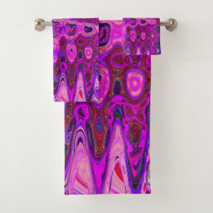 Mosaïque Abstraite Rose et Violet Ondulé Rétro