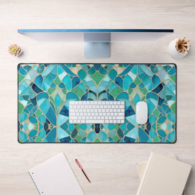 Mosaïque Abstraite turquoise de style Art déco (Bureau 1)