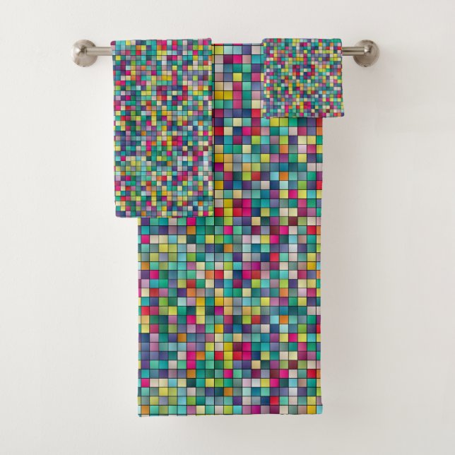 Mosaïque colorée, motif carré géométrique (En situation)