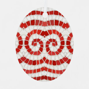 MOSAÏQUE IONIQUE ROUGE Métal Ornement ovale