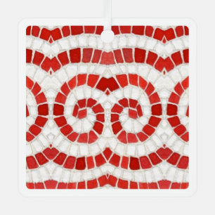 MOSAÏQUE IONIQUE ROUGE Ornement carré en métal