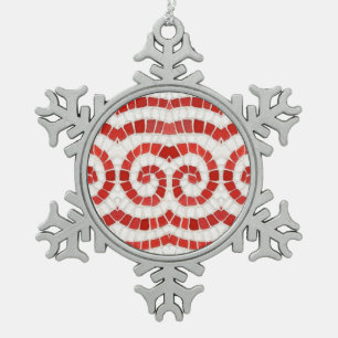 MOSAÏQUE IONIQUE ROUGE Ornement Flocon de Neige en