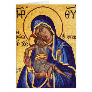 Mosaïque Madonna et icône d'enfant, intérieur vide