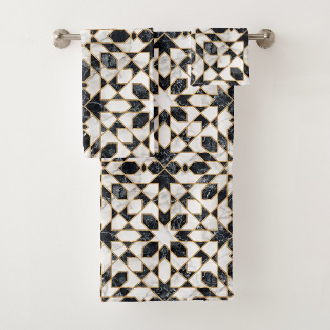 Mosaïque marocaine noire et Marbre blanc (En situation)