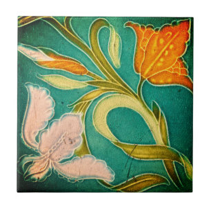 Mosaïque peinture antique de fleurs carreaux céram
