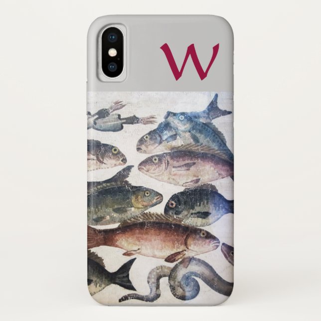 MOSAISCHE ANTIKANISCHE FISCHE, MONOGRAMM FÜR DAS M Case-Mate iPhone HÜLLE (Rückseite)