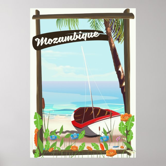 Mosambik Cartoon-Urlaubsposter Poster (Vorne)