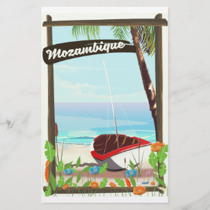Mosambik Fischerboot Cartoon Urlaubsposter Briefpapier
