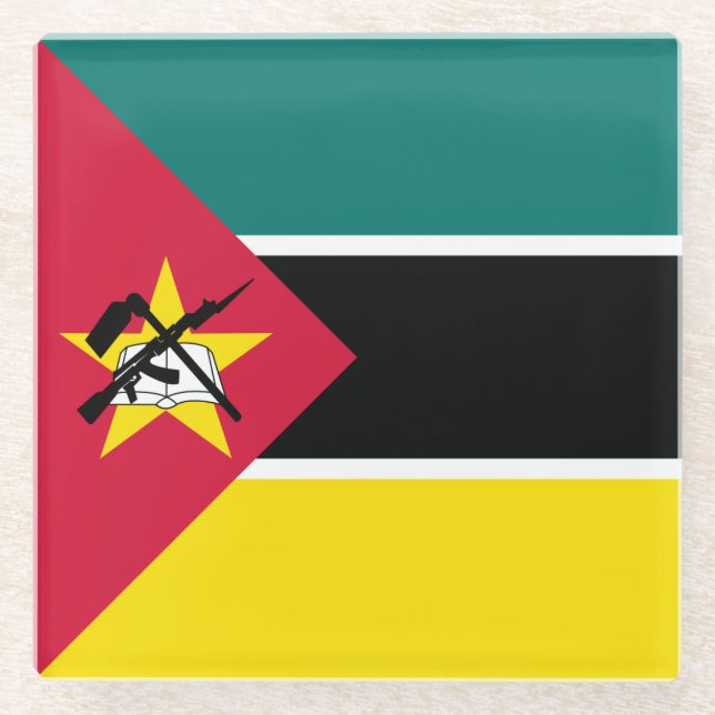 Mosambik-Flagge Glasuntersetzer (Vorderseite)