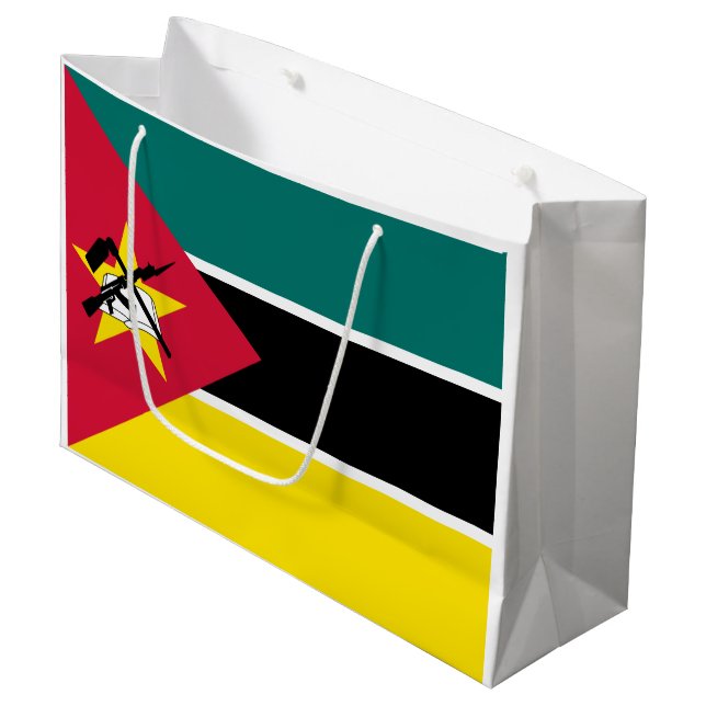 Mosambik-Flagge Große Geschenktüte (Vorderseite Schrägansicht)