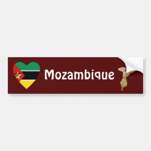 Mosambik-Flagge Herz + Karte Aufkleber Autoaufkleber