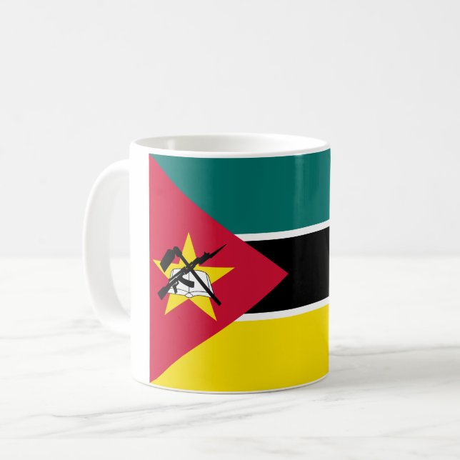 Mosambik-Flagge Kaffeetasse (Vorderseite Links)