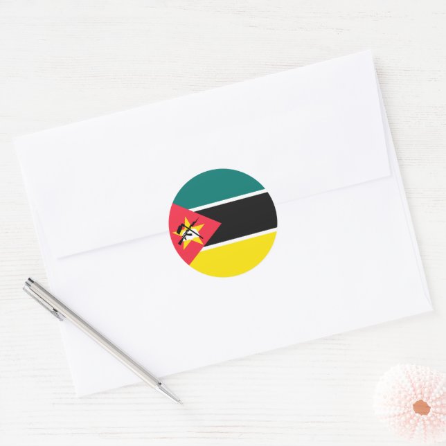 Mosambik-Flagge Runder Aufkleber (Umschlag)