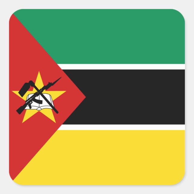 Mosambik-Flaggenaufkleber Quadratischer Aufkleber (Vorderseite)