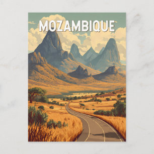 Mosambik Illustration Reise Kunst Vintage Postkarte