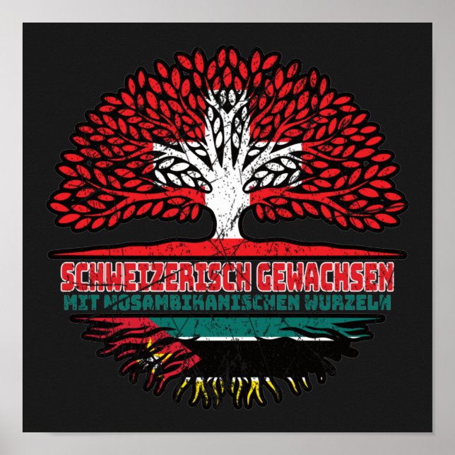 Mosambik Mosambikanisch Schweizer Schweiz Baum Poster (Vorne)