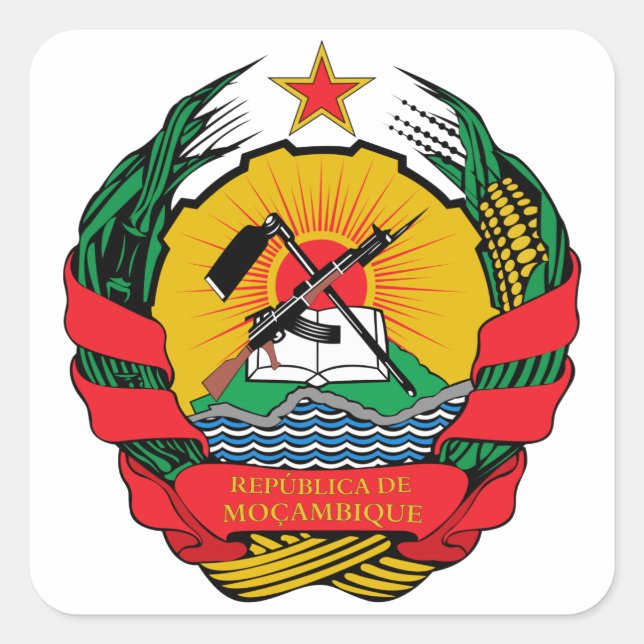 Mosambik-Wappen Quadratischer Aufkleber (Vorderseite)