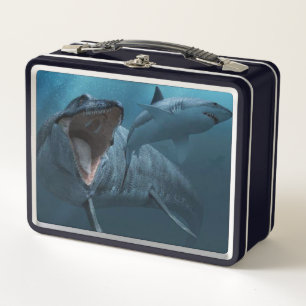 Mosasaurus jagender Hai Metall Brotdose