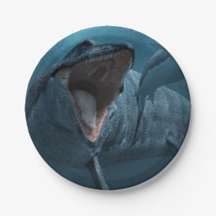 Mosasaurus jagender Hai Pappteller