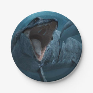 Mosasaurus jagender Hai Pappteller