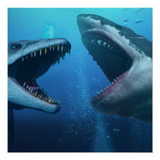 Mosasaurus versus Megalodon Poster