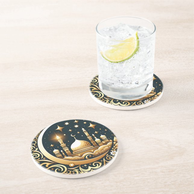 Moschee auf dem Goldenen Mond Getränkeuntersetzer (Seite)