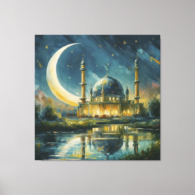 Moschee-Crescent-Sterne-Malerei Leinwanddruck (Vorderseite)