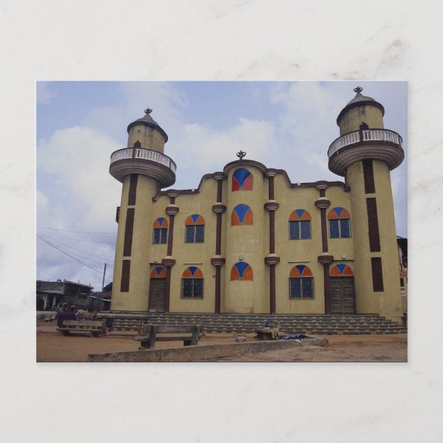 Moschee in der Nähe von Rond Point Atake, Porto no Postkarte (Vorderseite)