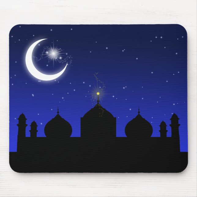 Moschee Silhouette bei Nacht - Mousepad (Vorne)
