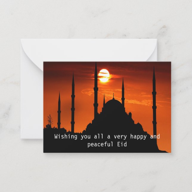 Moschee Silhouette bei Sonnenuntergang Mitteilungskarte (Vorderseite)