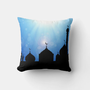 Moschee Silhouette mit Sonnenstrahlen - Kissen