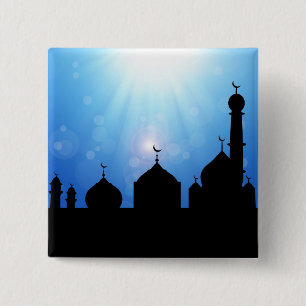 Moschee Silhouette mit Sonnenstrahlen - Schaltfläc Button