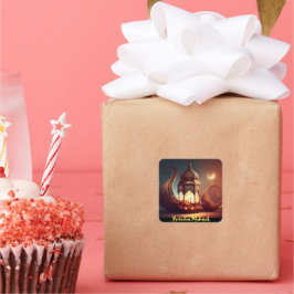 Moschee Silhouette Ramadan Mubarak Quadratischer Aufkleber