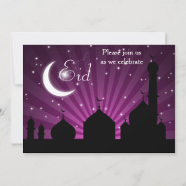 Moscheen-Silhouette-lila NachtParty Einladung