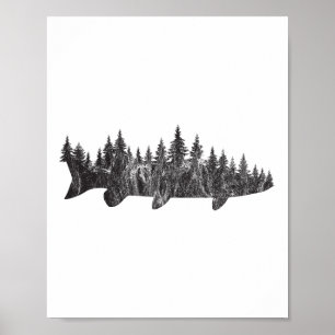 Moschus-Kieferwald-Baumgrenze - Angelplatz im Frei Poster