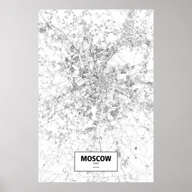 Moscow, Russia (black on white) Poster (Vorne)