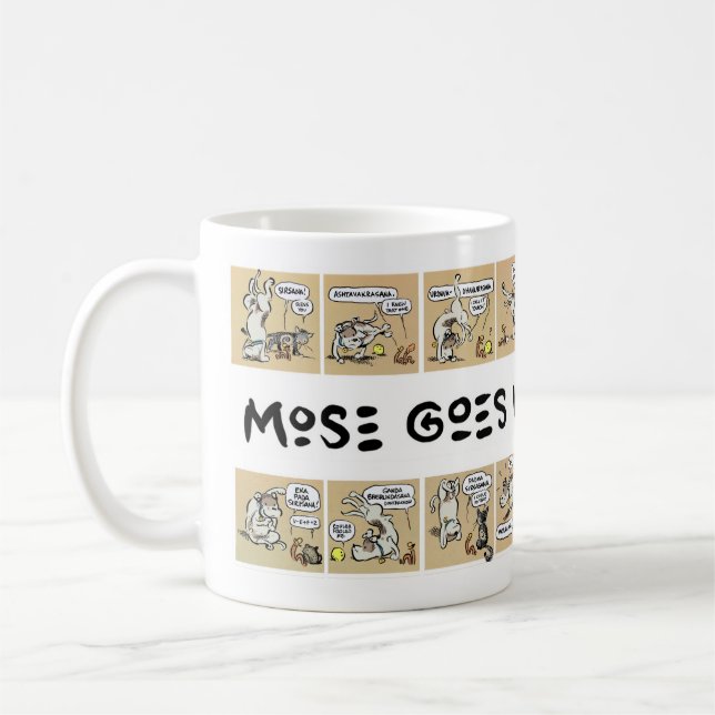Mose Goes Walkies Yoga Tasse (Links)