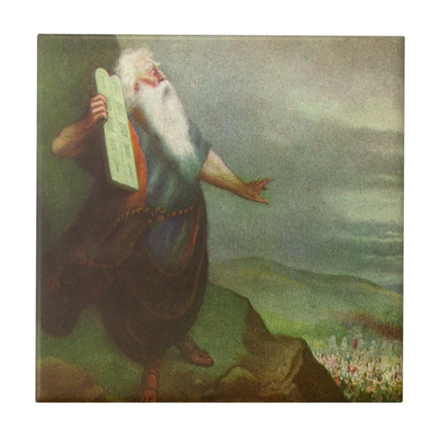 Mose und die zehn Gebote, Vintage Religion Fliese (Vorderseite)