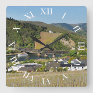 Moselbrücke bei Bullay Quadratische Wanduhr