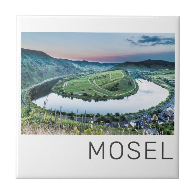 Moselle Calmont Loop Bremm Sunset River Souvenir Fliese (Vorderseite)