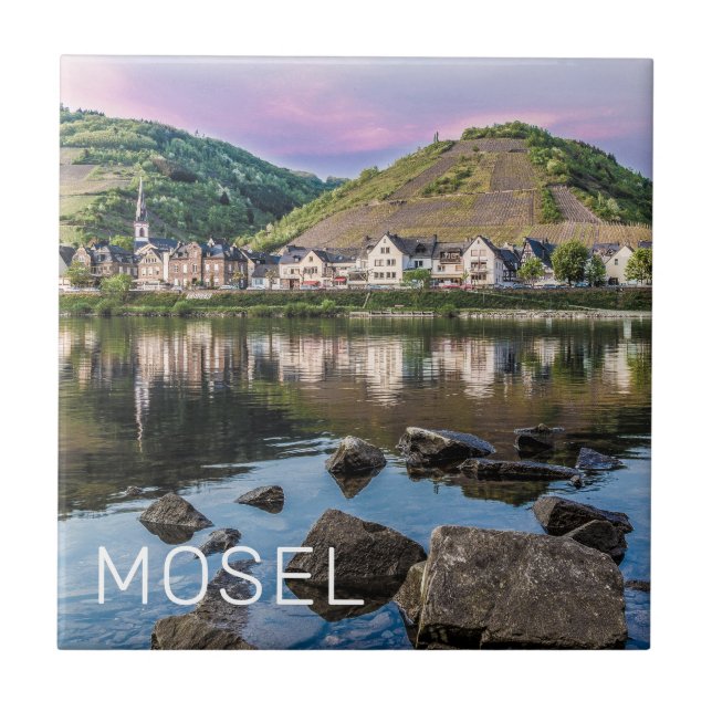 Moselle Ediger Eller Sunset River Cochem Souvenir Fliese (Vorderseite)