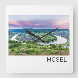 Moselle Loop Sunset Kroev Panorama Deutschland Quadratische Wanduhr