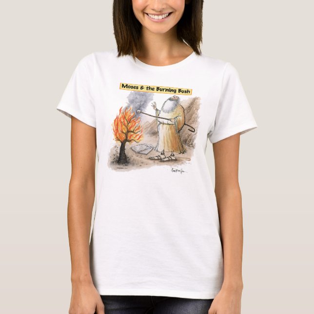 Moses brennendes Bush, das Eibisch-T-Shirt röstet T-Shirt (Vorderseite)