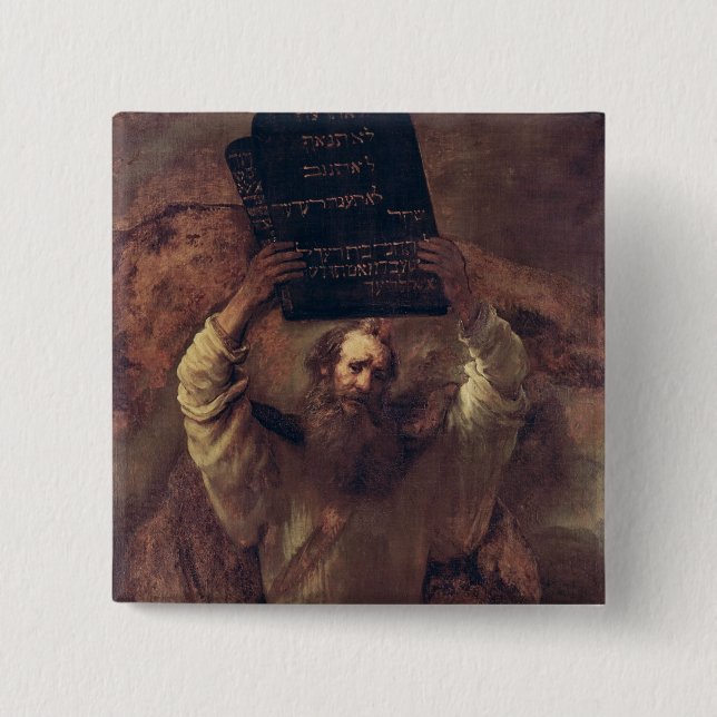 Moses, der die Tabletten des Gesetzes, 1659 Button (Vorderseite)