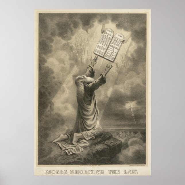 Moses Erhalt des Gesetzes die zehn Gebote Poster (Vorne)