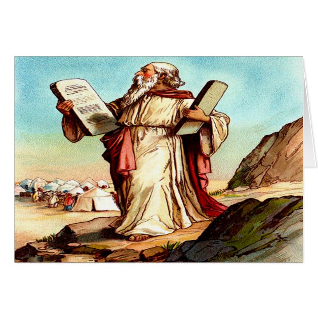 Moses mit den Tabellen des Gesetzes Grußkarte (Vorderseite (Horizontal))